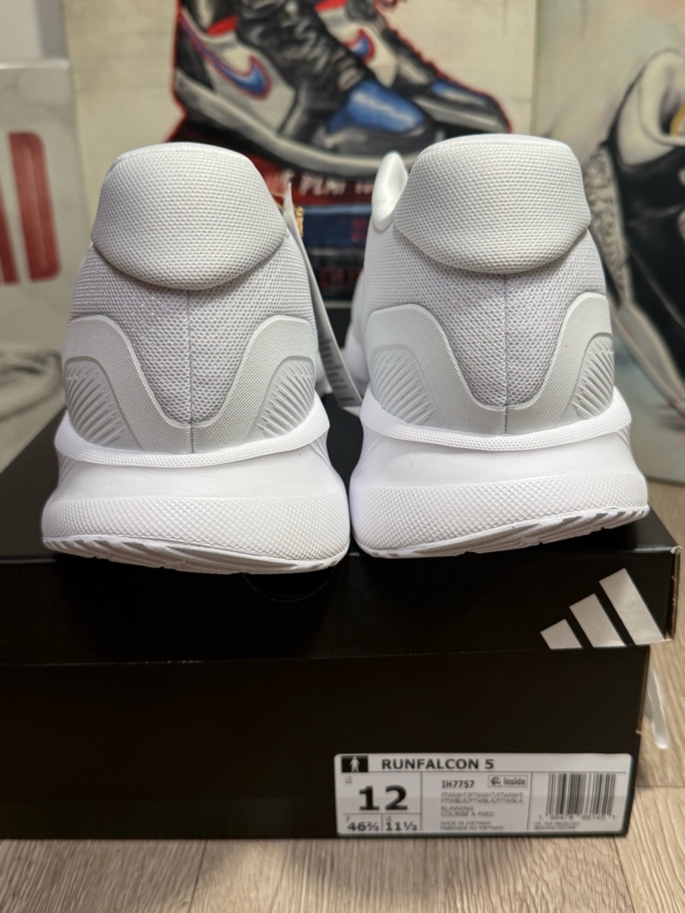 New adidas Runfalcon 5 Triple White Running Shoes Sneakers Size 11.5 Men - Picture 6 of 13